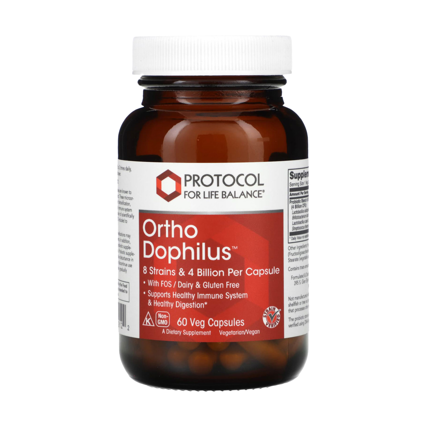 Пробіотики дофілус Protocol For Life Balance Ortho Dophilus 4 млрд КУО, 60 вегетаріанських капсул